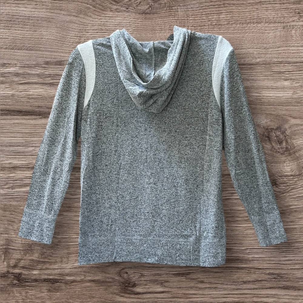 Old Navy Heather Gray White Lightweight Pullover Hoodie Kangaroo Pouch Size L - Picture 5 of 9